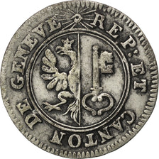 SWISS CANTONS, 6 Deniers, 1819, KM #118a, AU(50-53), Silver, 0.77
