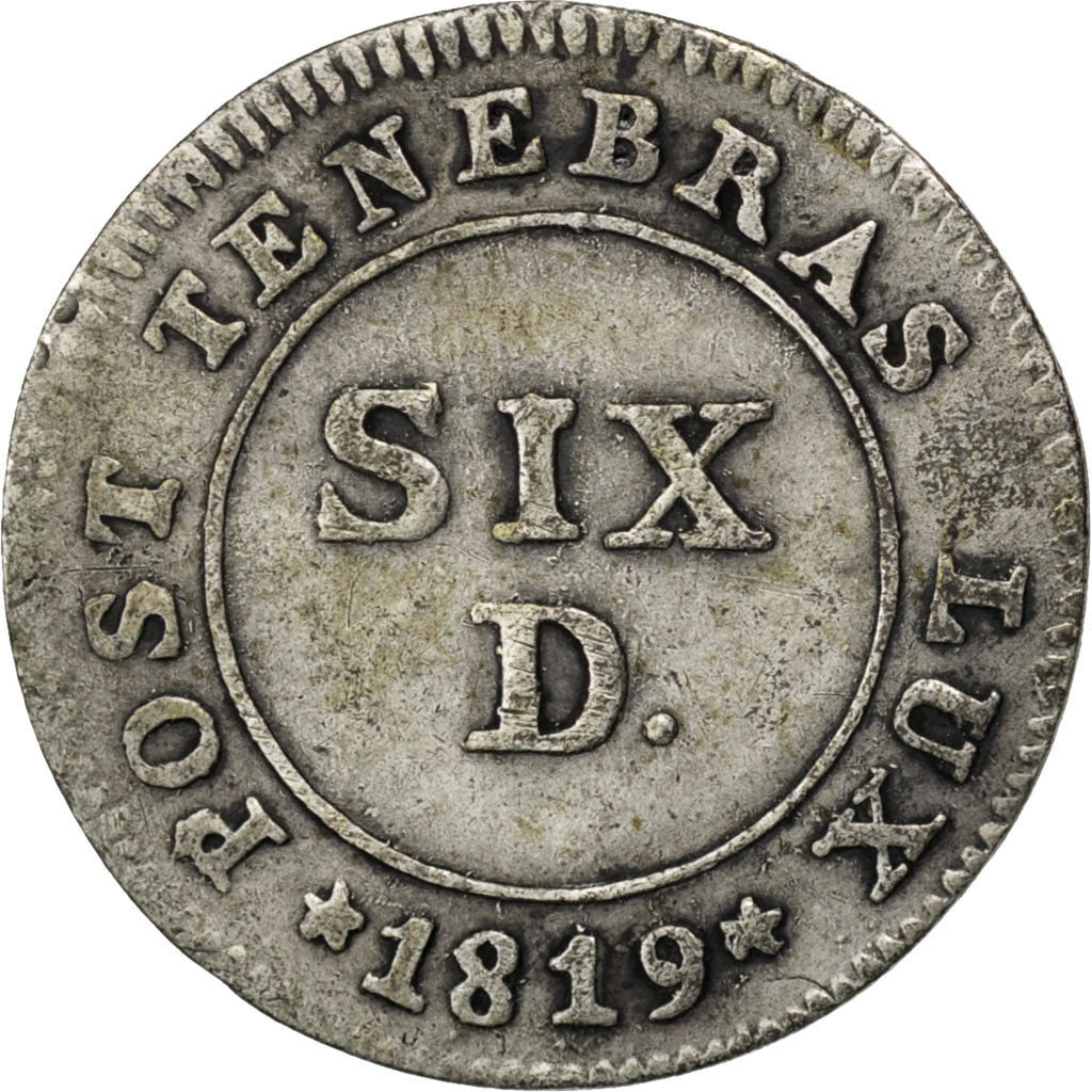 SWISS CANTONS, 6 Deniers, 1819, KM #118a, AU(50-53), Silver, 0.77