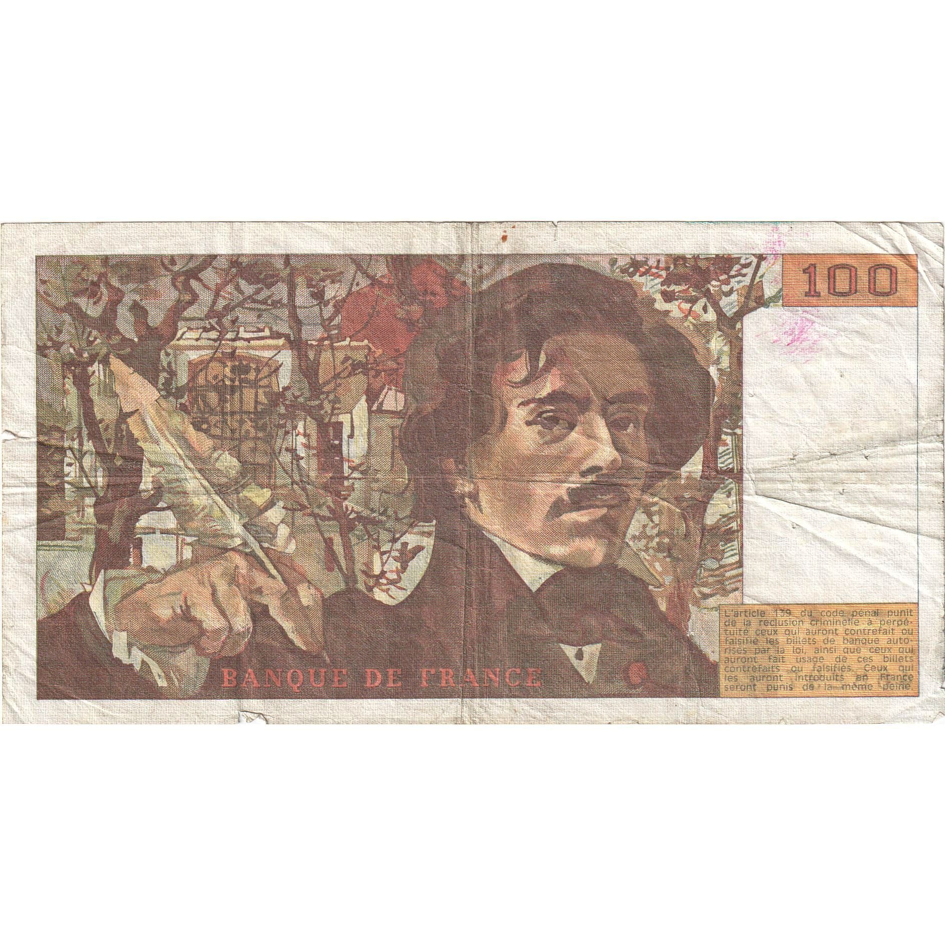 Frankrijk, 100 Francs, Delacroix, 1989, A.134, TB, Fayette:69.13a, KM:154d