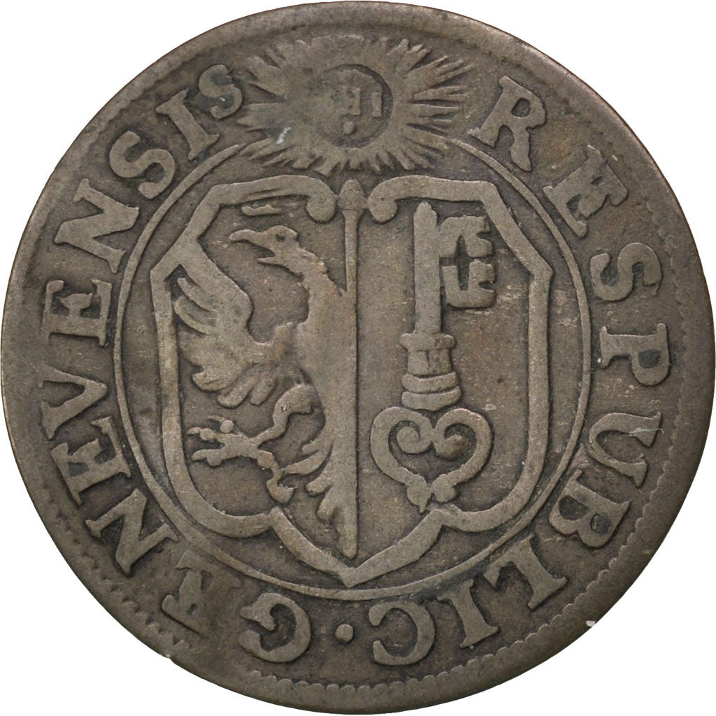 SWISS CANTONS, 18 Deniers, 6 Quarts, 1775, KM #67, EF(40-45), Billon, 1.06