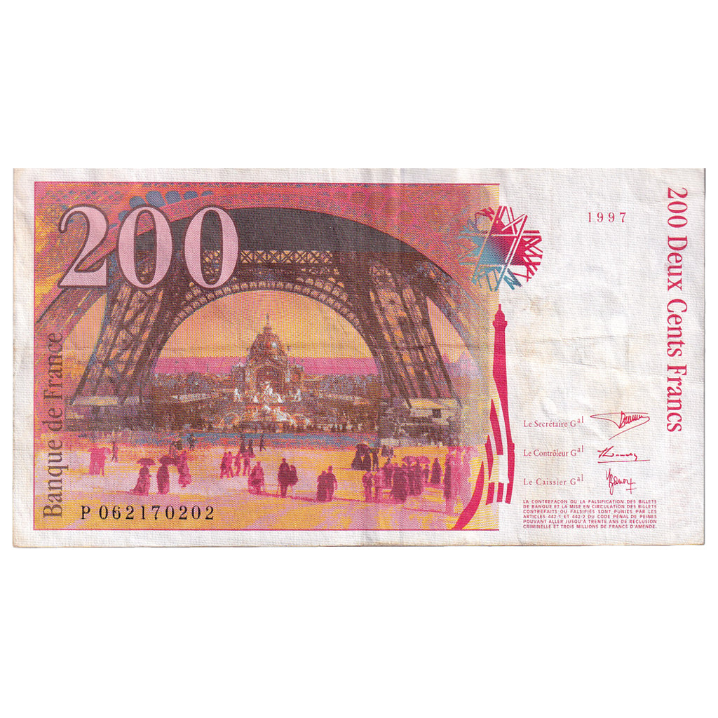Frankreich, 200 Francs, Eiffel, 1997, P.062, SS, Fayette:75.4b, KM:159b