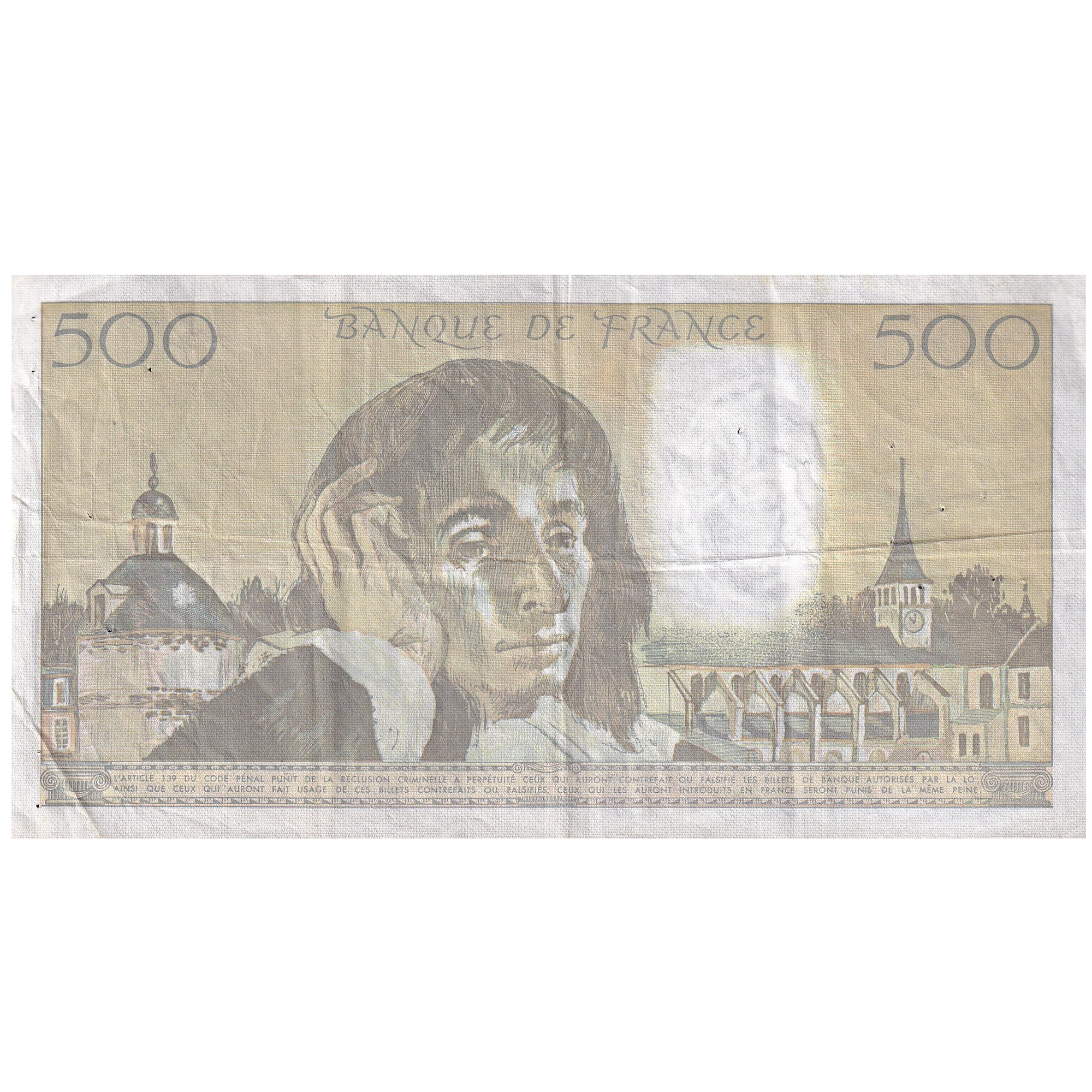 France, 500 Francs, Pascal, 1988, E.284, EF(40-45), Fayette:71.39, KM:156g