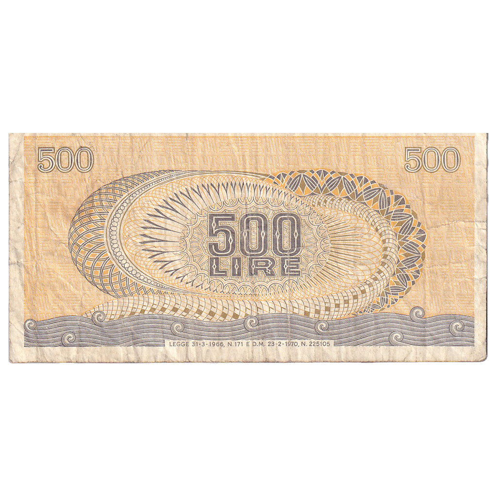 Banknote, Italy, 500 Lire, 1970, 1970-02-23, KM:93a, VG(8-10)