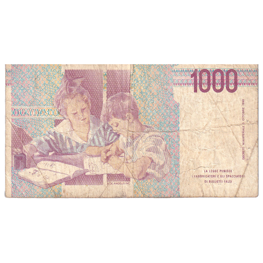 Banknote, Italy, 1000 Lire, 1990-1993, KM:114a, VG(8-10)
