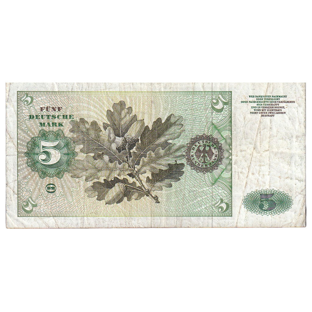 Banknote, GERMANY - FEDERAL REPUBLIC, 5 Deutsche Mark, 1960, 1960-01-02, KM:18a