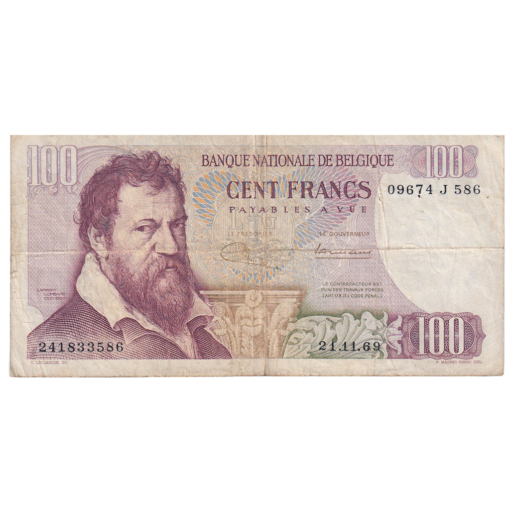 Banknote, Belgium, 100 Francs, 1969, 1969-11-21, KM:134b, VF(20-25)