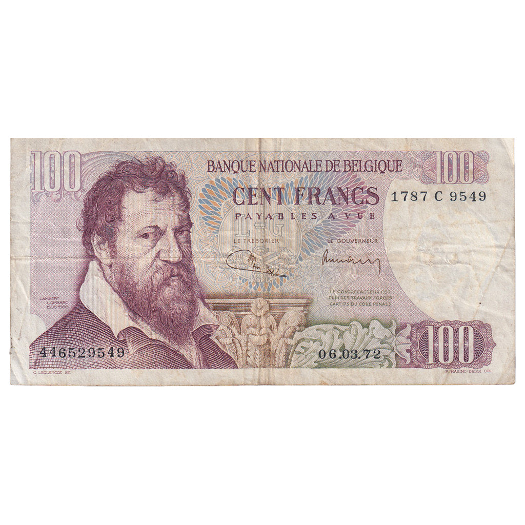 Banknote, Belgium, 100 Francs, 1972, 1972-03-06, KM:134b, VG(8-10)