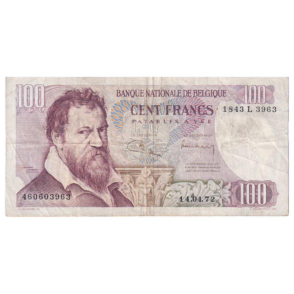 Banknote, Belgium, 100 Francs, 1972, 1972-04-14, KM:134b, VF(20-25)