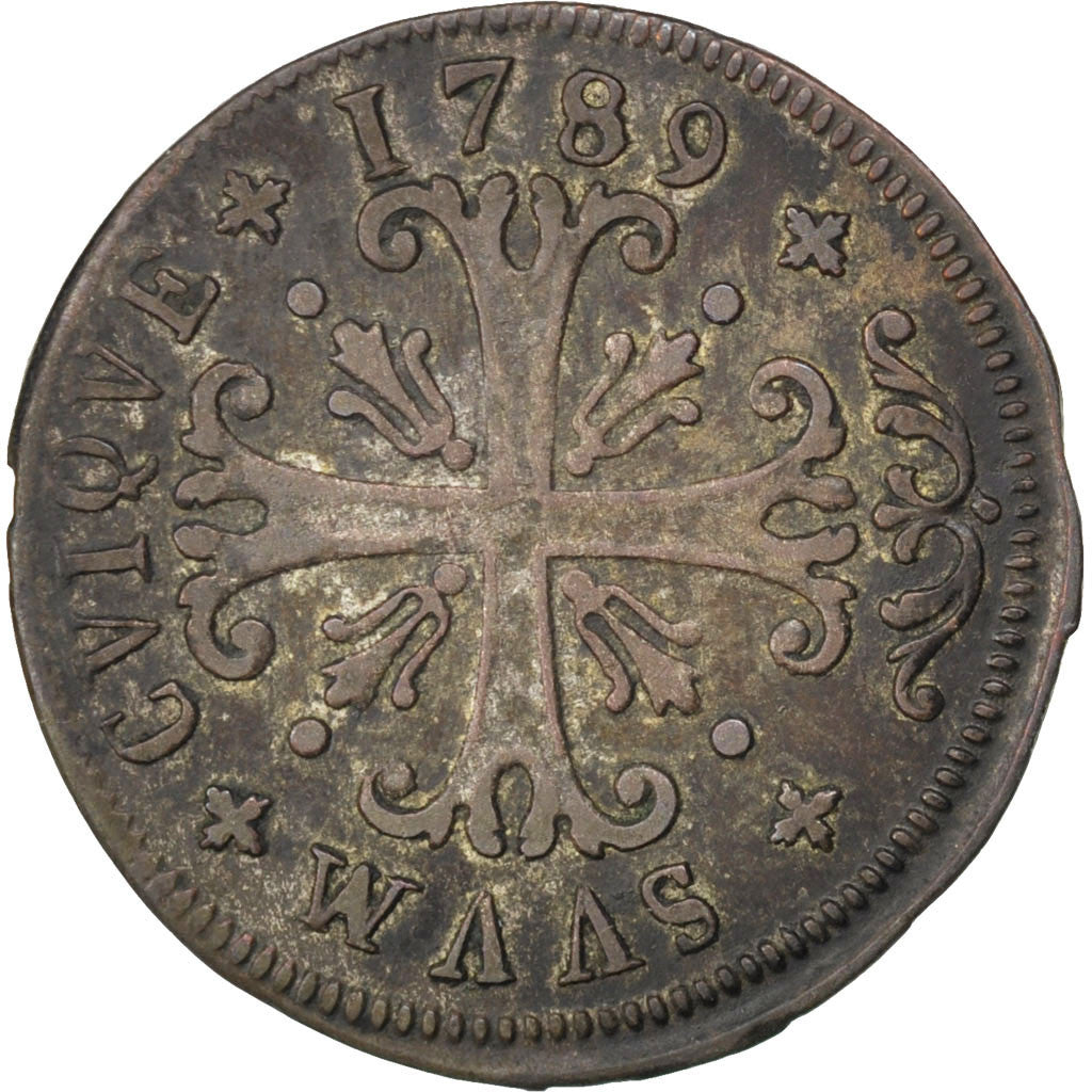Coin, SWISS CANTONS, NEUCHATEL, 1/2 Batzen, 1789, Neuenburg, EF(40-45), Billon