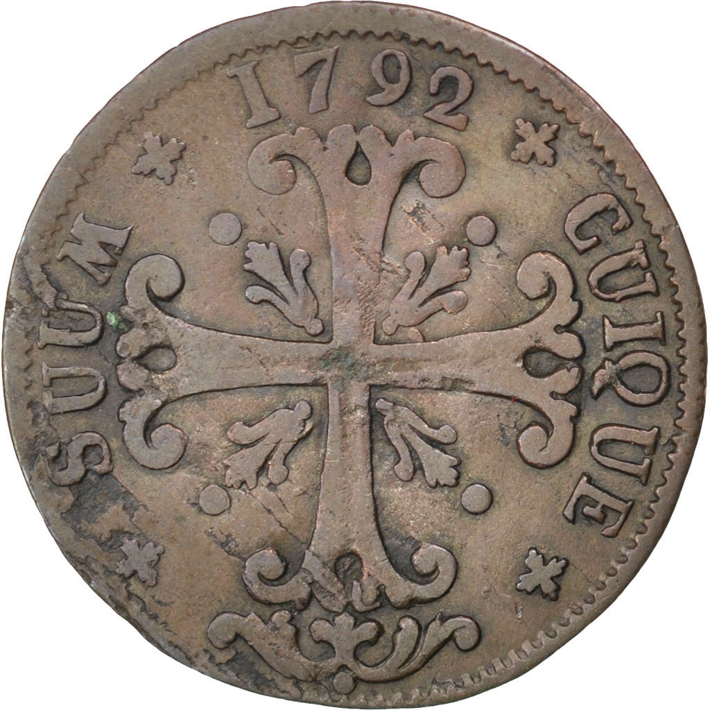 Coin, SWISS CANTONS, NEUCHATEL, 1/2 Batzen, 1792, Neuenburg, VF(30-35), Billon
