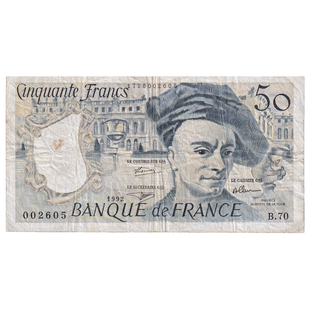 Frankrijk, 50 Francs, Quentin de La Tour, 1992, B.70, TB, Fayette:67.18, KM:152f