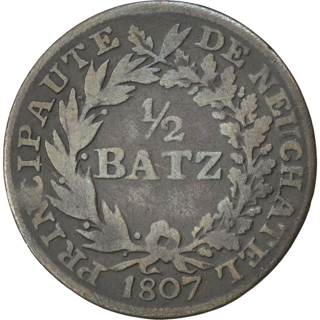 SWISS CANTONS, 1/2 Batzen, 1807, KM #68.1, VF(30-35), Billon, 1.71