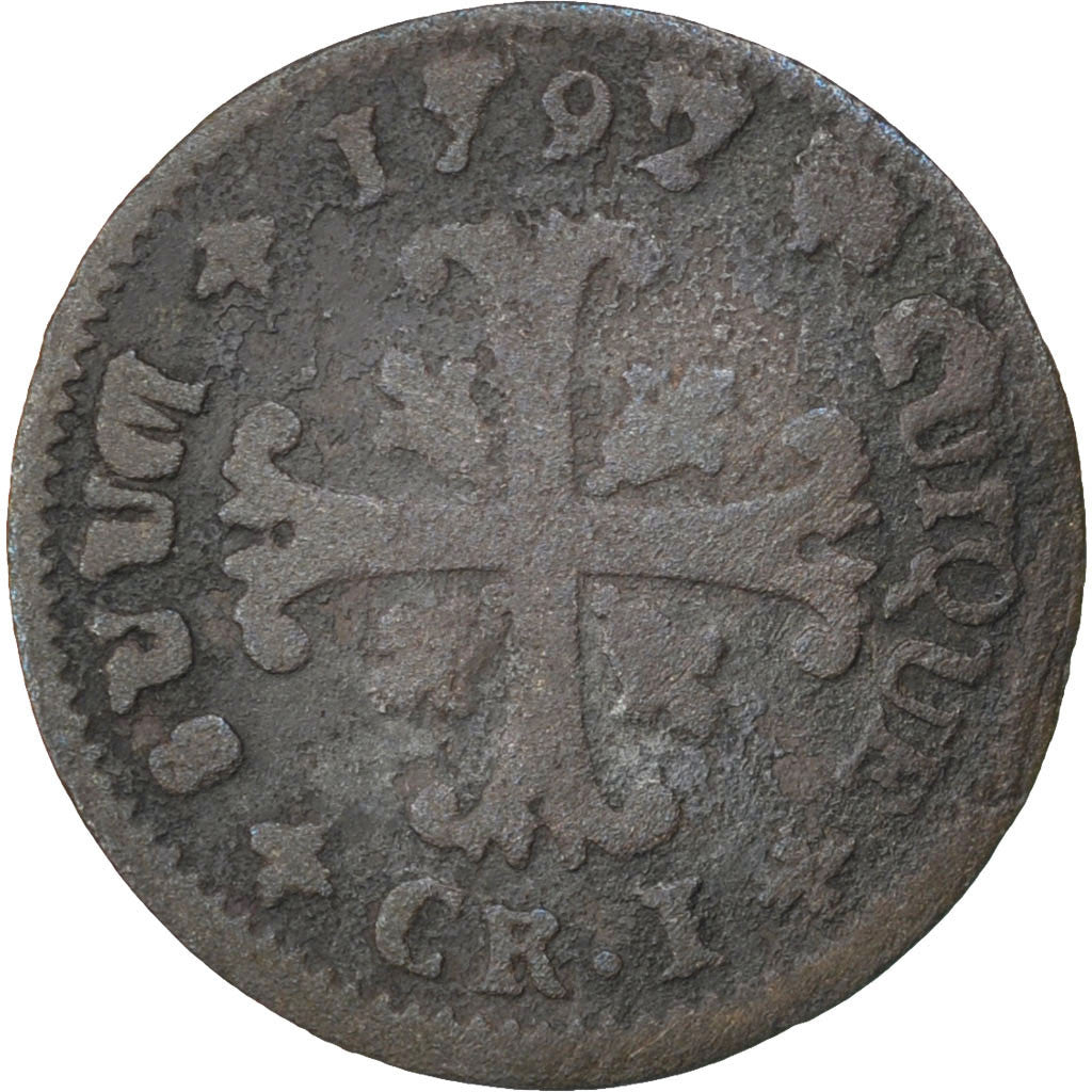 Coin, SWISS CANTONS, NEUCHATEL, Kreuzer, 1792, Neuenburg, VF(20-25), Billon