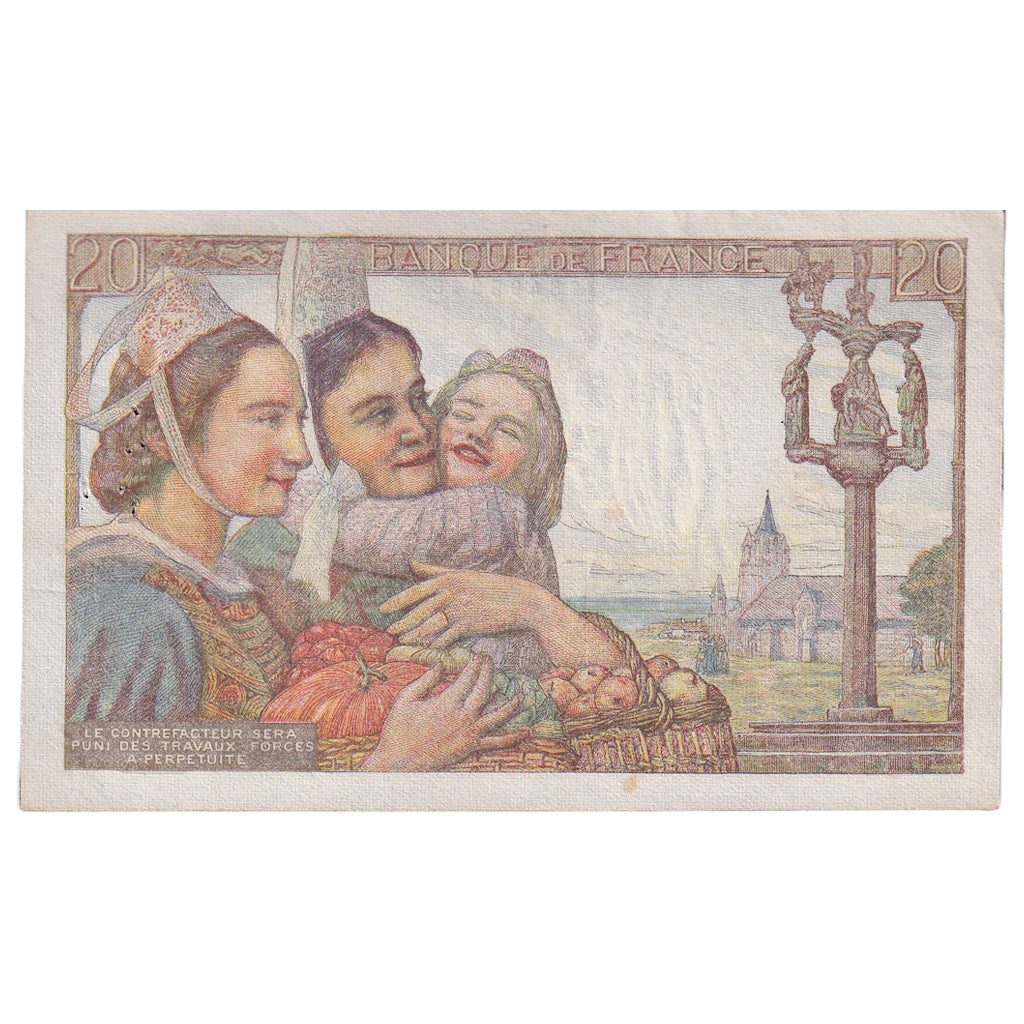 França, 20 Francs, Pêcheur, 1944, K.132, AU(50-53), Fayette:13.9, KM:100a