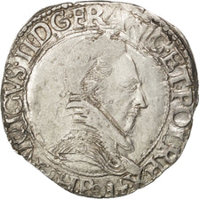 Moneta, Francia, Franc au Col Plat, 1578, Dijon, BB, Argento, Sombart:4714