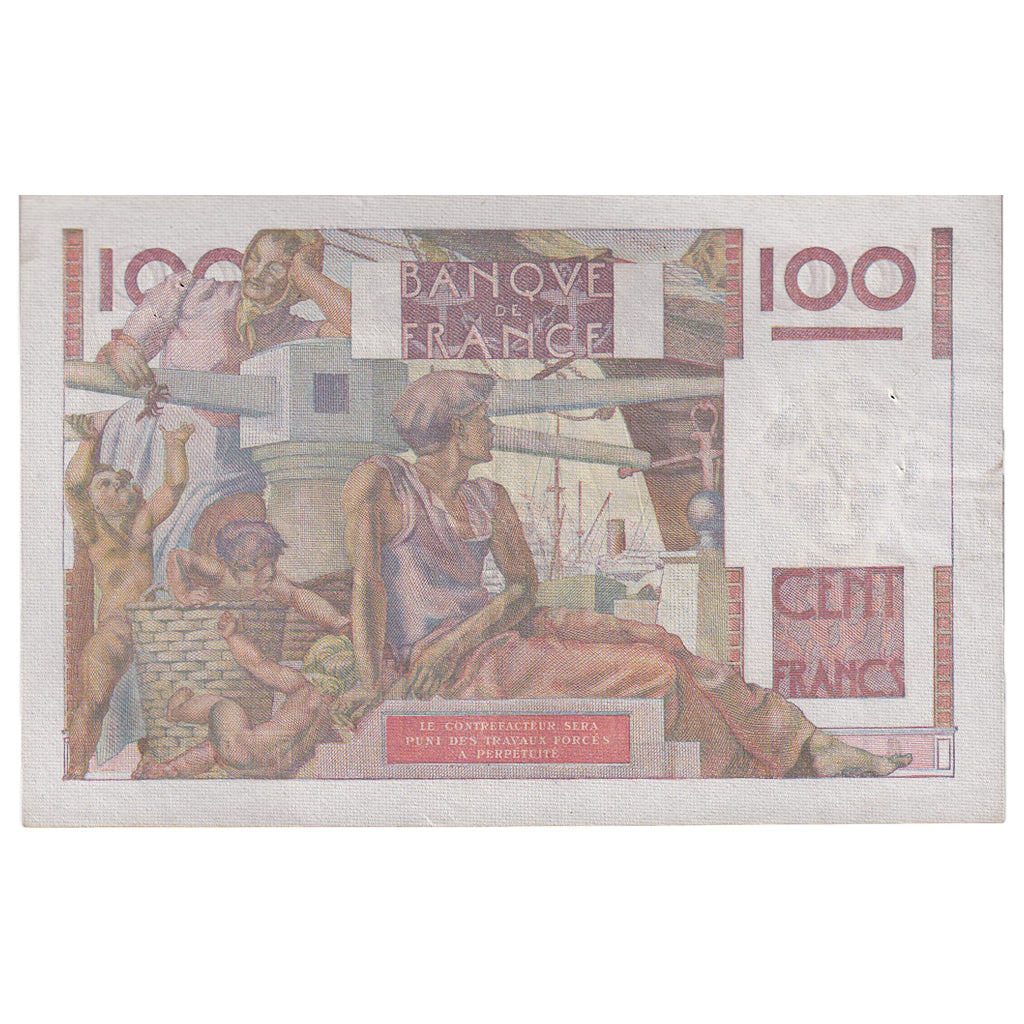 France, 100 Francs, Jeune Paysan, 1949, L.300, EF(40-45), Fayette:28.22, KM:128b