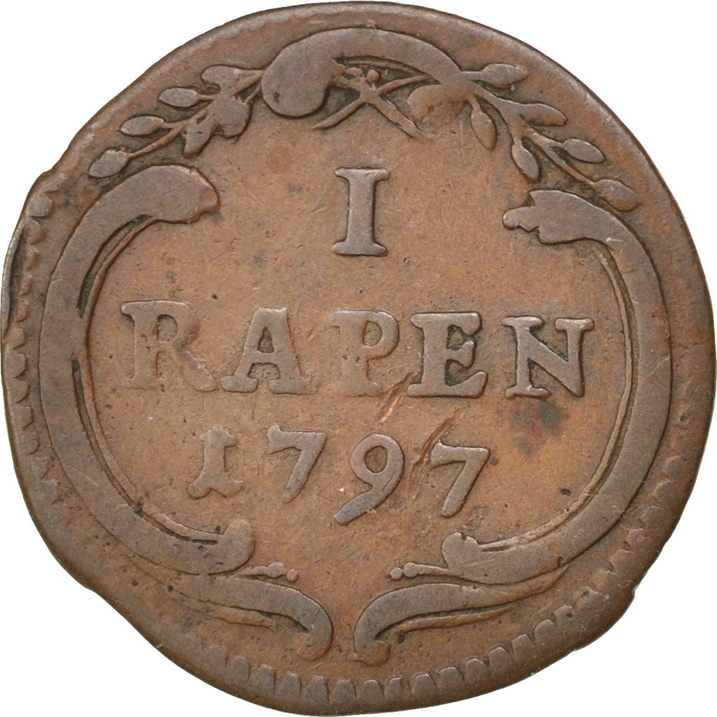SWISS CANTONS, Rappen, 1797, KM #41, VF(30-35), Copper, 1.28