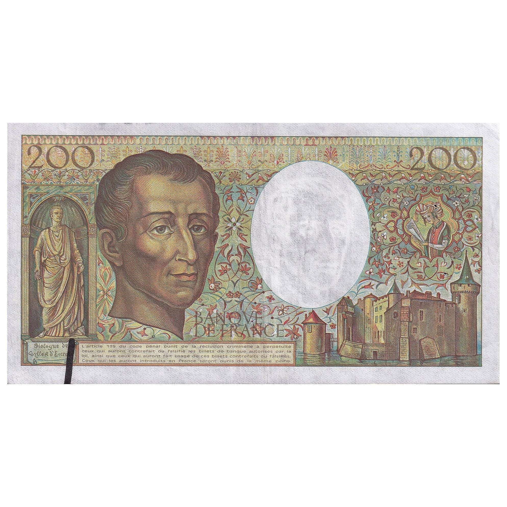 France, 200 Francs, Montesquieu, 1989, L.067, VF(30-35), Fayette:70.09, KM:155c