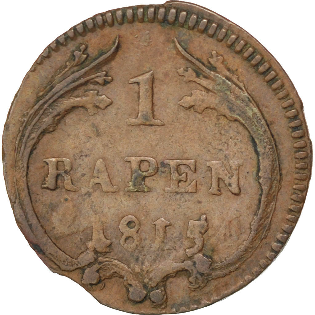 SWISS CANTONS, Rappen, 1815, KM #65, VF(30-35), Copper, 1.00