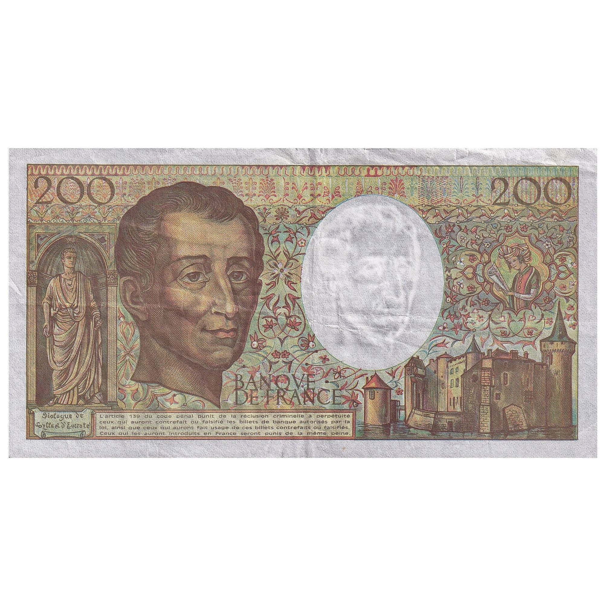 France, 200 Francs, Montesquieu, 1992, U.125, EF(40-45), Fayette:70.12b, KM:155e