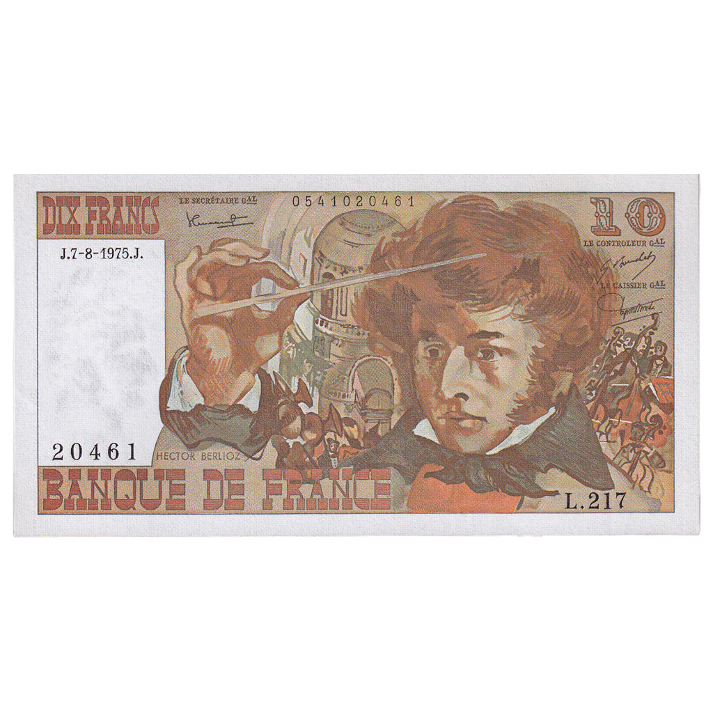 Francia, 10 Francs, Berlioz, 1975, L.217, FDS, Fayette:63.12, KM:150b