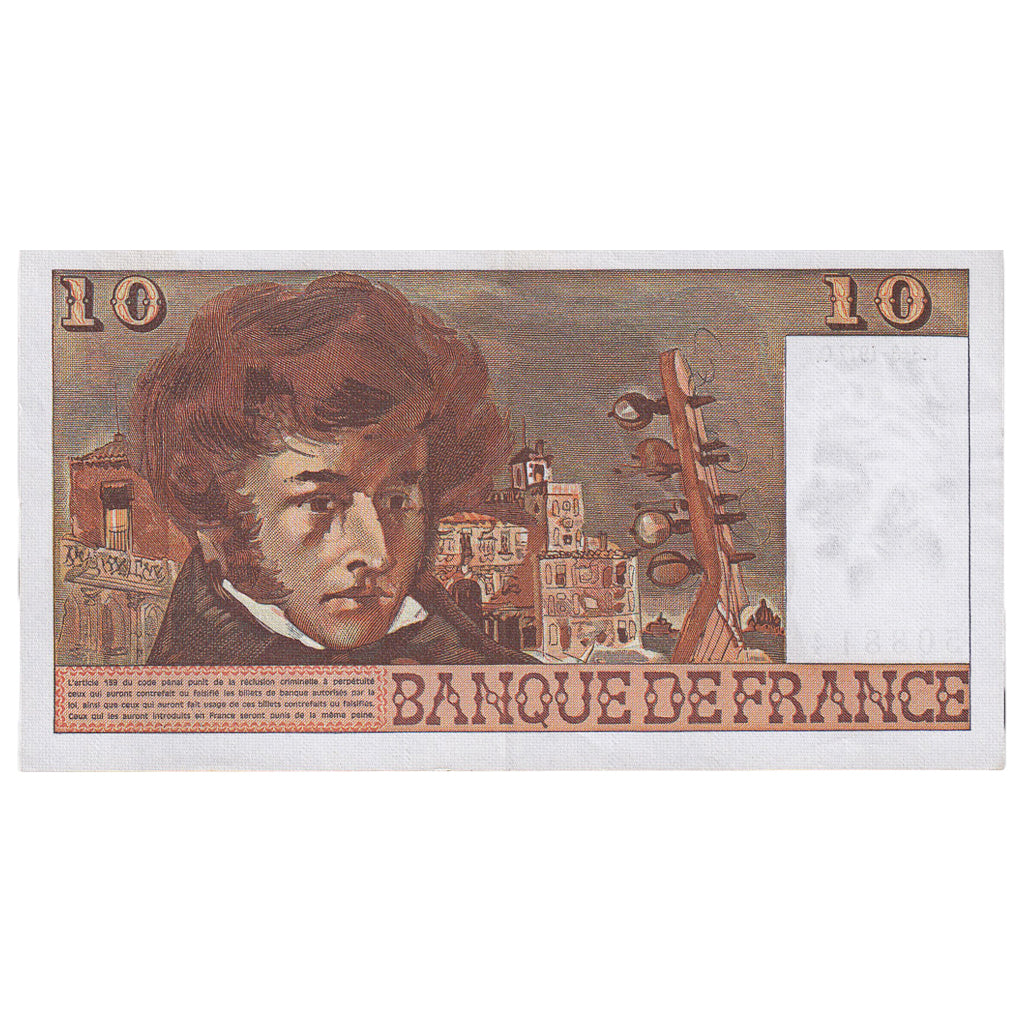França, 10 Francs, Berlioz, 1977, K.297, AU(50-53), Fayette:63.21, KM:150c
