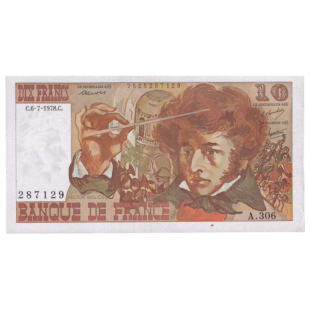 Frankreich, 10 Francs, Berlioz, 1978, A.306, VZ, Fayette:63.25, KM:150c