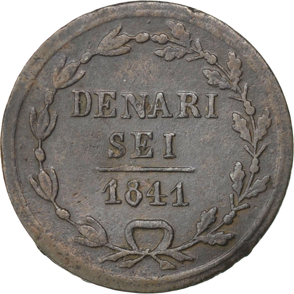SWISS CANTONS, 6 Denari, 1841, KM #1, EF(40-45), Copper, 1.55