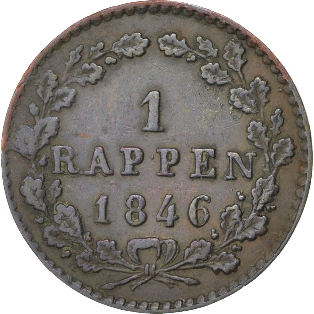 SWISS CANTONS, Rappen, 1846, KM #119, EF(40-45), Copper, 1.30
