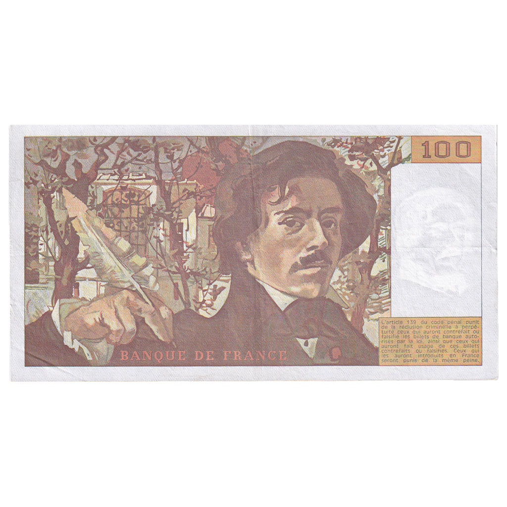 Francia, 100 Francs, Delacroix, 1986, T.102, BB+, Fayette:69.10, KM:154b