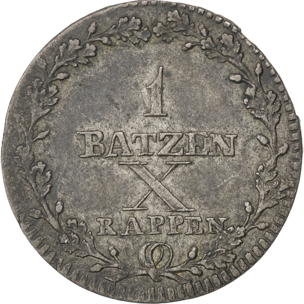 SWISS CANTONS, Batzen-10 Rappen, 1811, KM #101, EF(40-45), Billon, 2.74