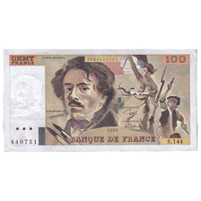 Francja, 100 Francs, Delacroix, 1989, S.144, EF(40-45), Fayette:69.13C, KM:154d