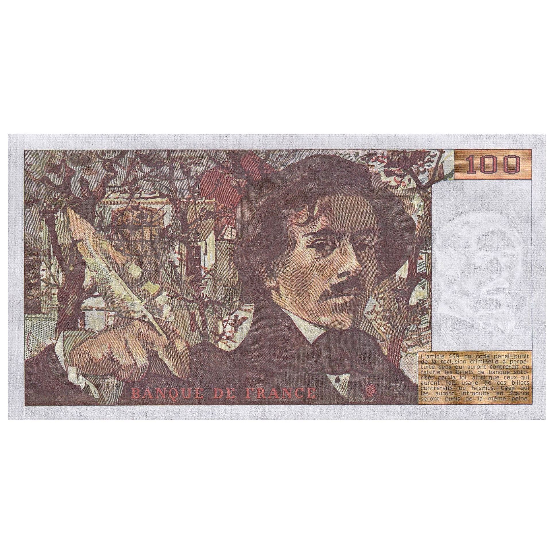 Frankreich, 100 Francs, Delacroix, 1989, N.147, UNZ-, Fayette:69.13C, KM:154d