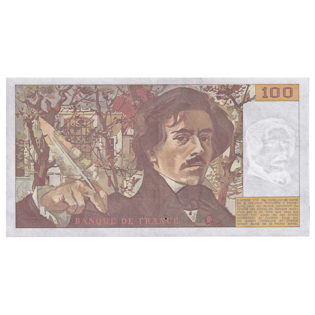 Francia, 100 Francs, Delacroix, 1989, M.154, BB+, Fayette:69.13d, KM:154d