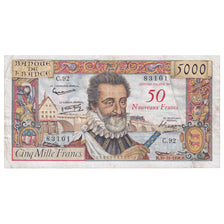 France, 50 Nouveaux Francs on 5000 Francs, 1955-1959 Overprinted with ''Nouveaux