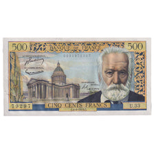 France, 500 Francs, Victor Hugo, 1954, U.33, AU(50-53), Fayette:35.03, KM:133a