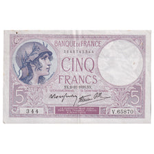 França, 5 Francs, Violet, 1939, V.65870, EF(40-45), Fayette:04.14, KM:83