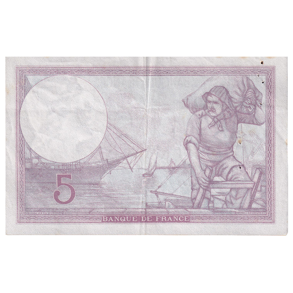 França, 5 Francs, Violet, 1939, V.65870, EF(40-45), Fayette:04.14, KM:83