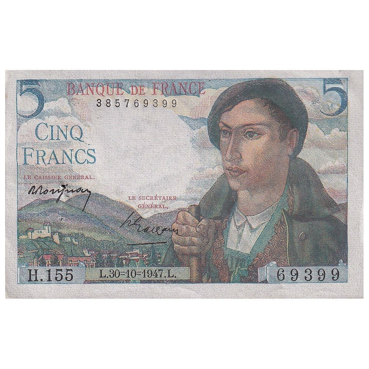 Frankreich, 5 Francs, Berger, 1947, H.155, VZ, Fayette:05.07, KM:98b