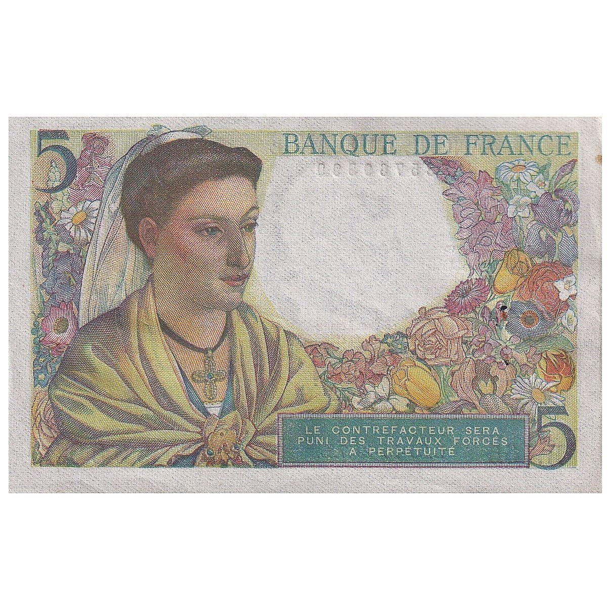 Frankreich, 5 Francs, Berger, 1947, H.155, VZ, Fayette:05.07, KM:98b