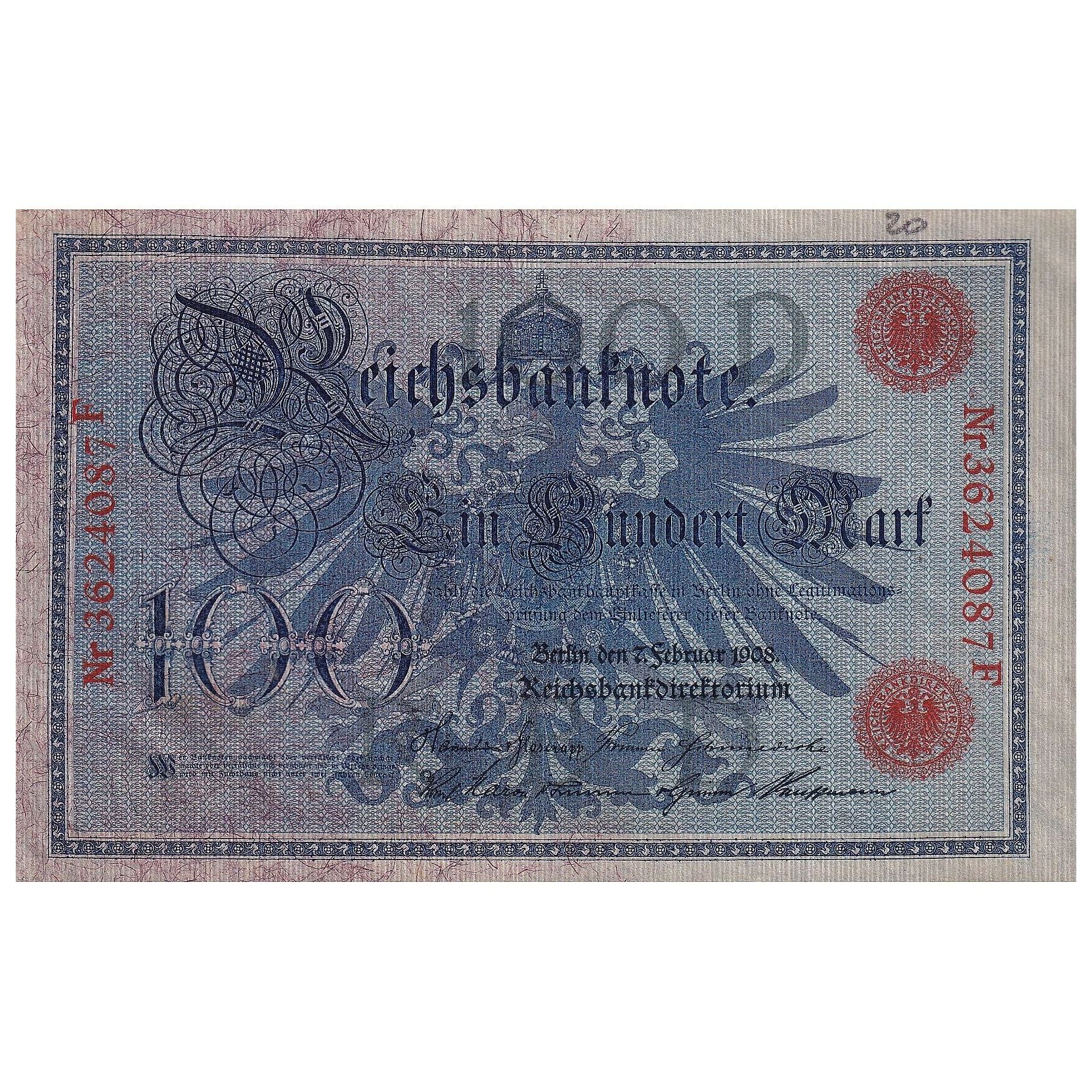 Deutschland, 100 Mark, 1908, 1908-02-07, KM:33a, UNZ-