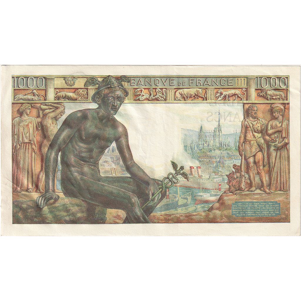 Frankrijk, 1000 Francs, Déesse Déméter, 1942, R.1226, TTB+, Fayette:40.6