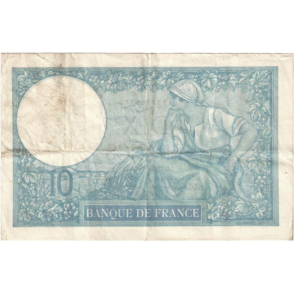 France, 10 Francs, Minerve, 1939, C.74549, EF(40-45), Fayette:07.12, KM:84
