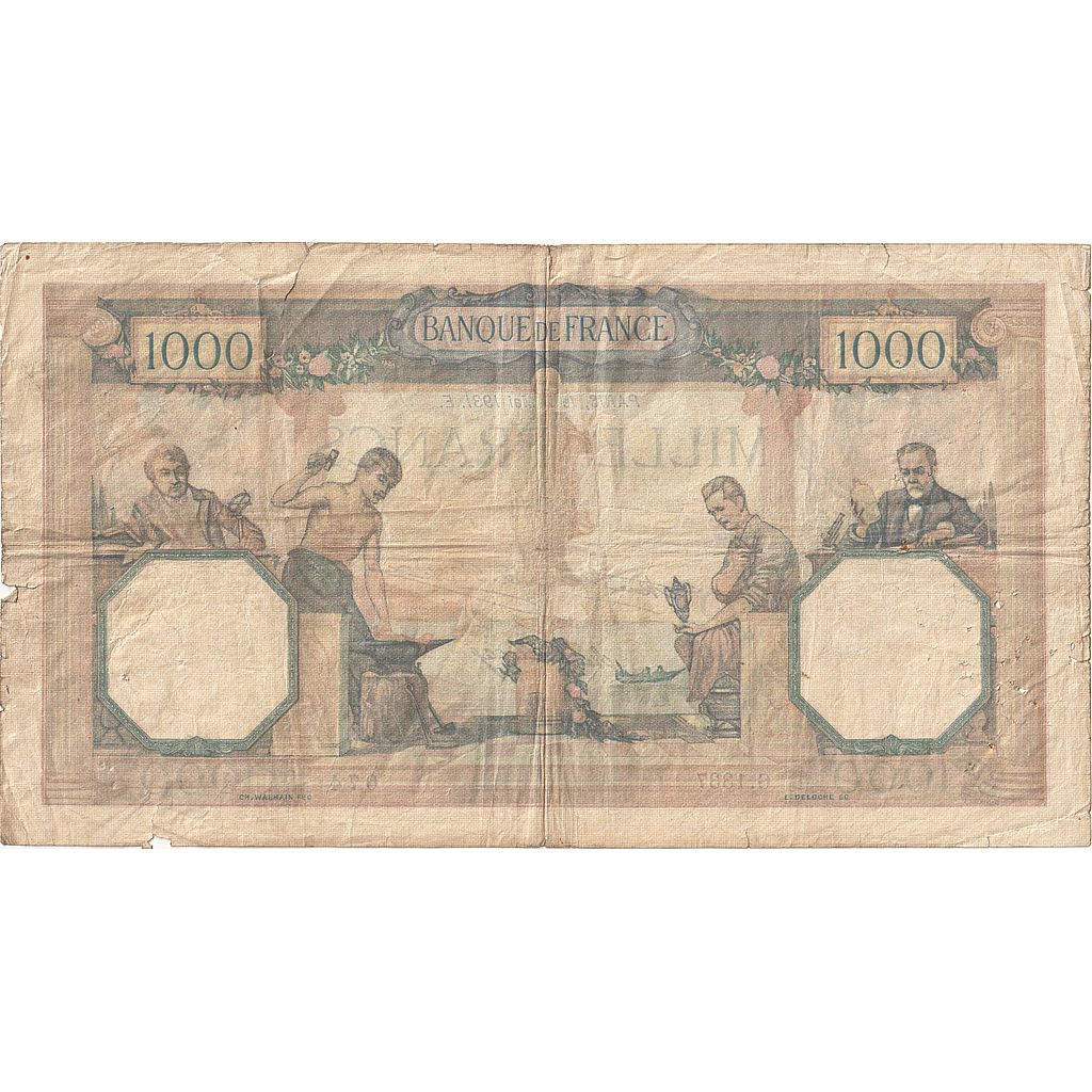 Francia, 1000 Francs, Cérès et Mercure, 1931, G.1337, B+, Fayette:37.06