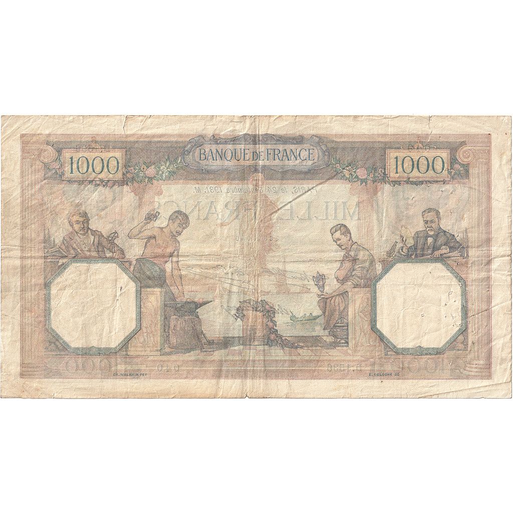 Frankreich, 1000 Francs, Cérès et Mercure, 1931, D.1536, SGE+, Fayette:37.06