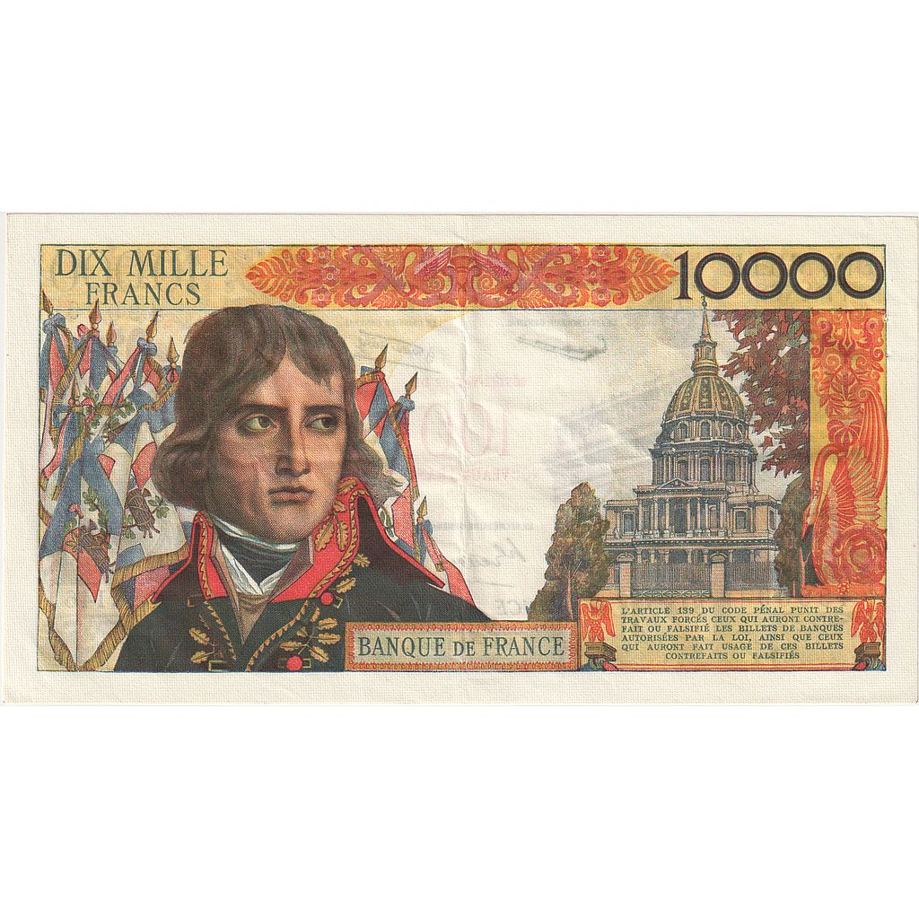 Francja, 100 Nouveaux Francs on 10,000 Francs, 1955-1959 Overprinted with
