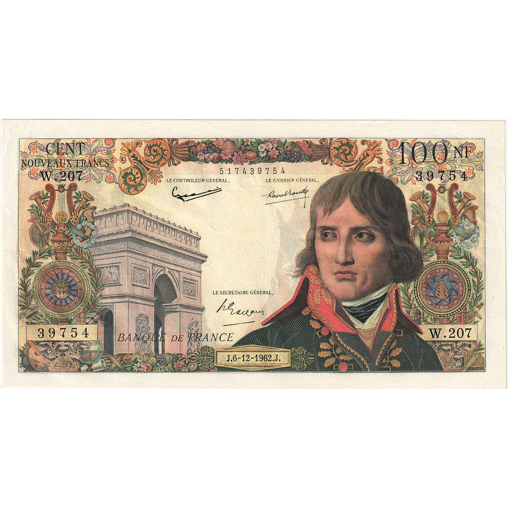 France, 100 Nouveaux Francs, Bonaparte, 1962, W.207, AU(50-53), Fayette:59.18