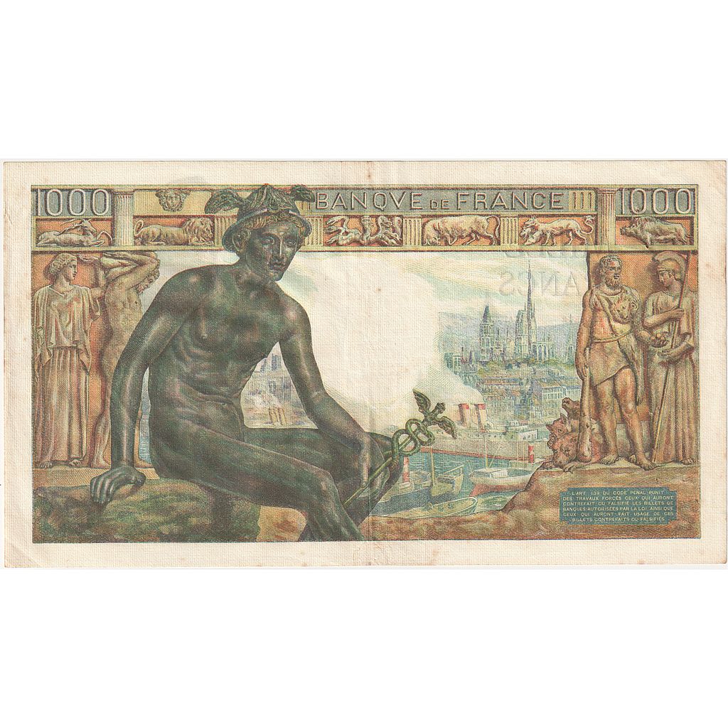 Frankrijk, 1000 Francs, Déesse Déméter, 1942, T.1388, TTB+, Fayette:40.07