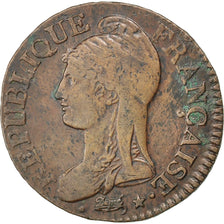 Munten, Frankrijk, Dupré, 5 Centimes, 1799, Metz, FR+, Bronze, KM:640.2
