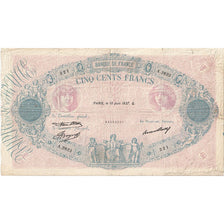 France, 500 Francs, Bleu et Rose, 1937, A.2623, B+, Fayette:30.38, KM:66m